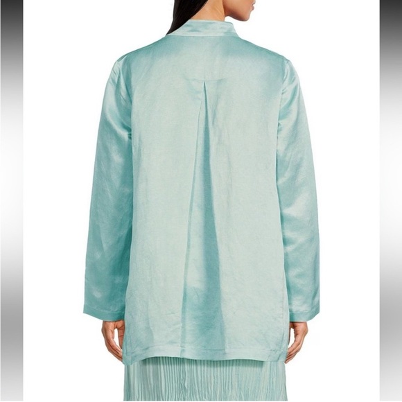 Eileen Fisher Stand Collar Organic Linen and Silk Kimono Jacket Cardigan Sz L - Picture 11 of 11